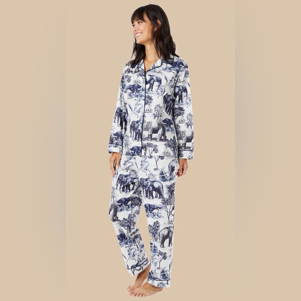 The Cat’s Pajamas Safari Toile Luxe Pima Cotton in Blue Large (current style) - Picture 4 of 16